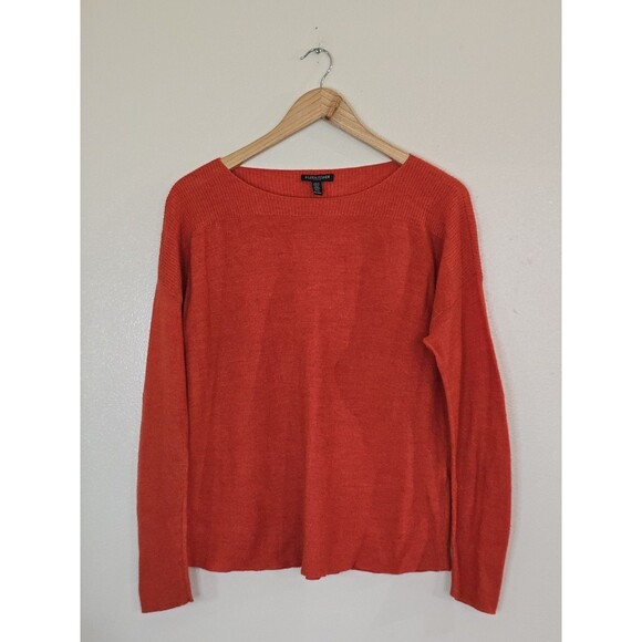Eileen Fisher Bundle 2 Sweaters Size PM Merino Wool Organic Cotton Orange READ - Picture 2 of 9